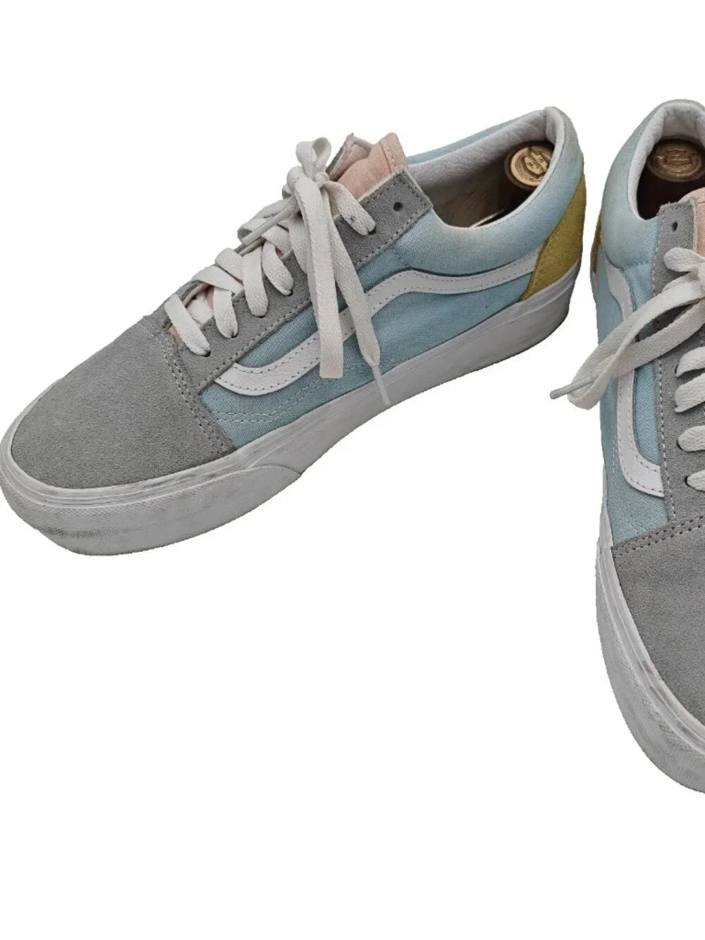 Vans Old Skool Teal Yellow Gray White Mens 8 Womens 9.5 Sneakers 751505